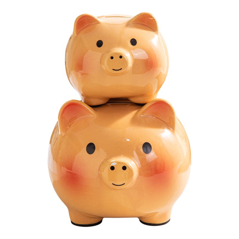卡通可爱小金猪陶瓷存钱罐摆件