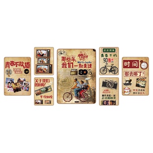 网红市井火锅店墙面装饰画氛围布置创意80年代复古怀破旧老物件贴