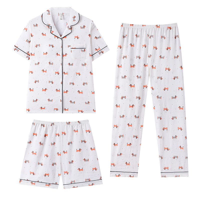 夏季胸垫开衫女家居服套装可外穿