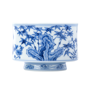 景德镇官方陶瓷茶杯手绘青花松竹梅岁寒三友主人杯高端个人专用