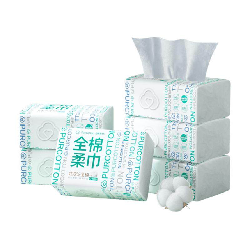 全棉时代洗脸巾一次性纯棉柔巾洗面巾M码擦脸巾洁面巾100抽*6包_虎窝淘