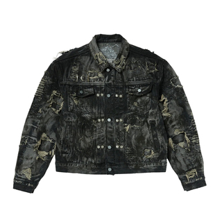 Thug Club 25fw 做旧破坏糜烂脏染牛仔夹克属星月logo排口外套
