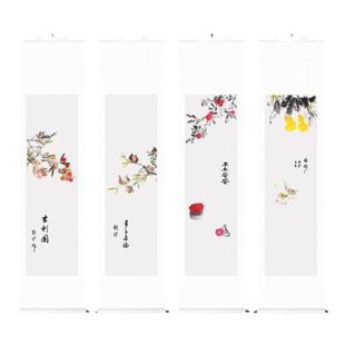 手绘禅意水墨画办公室挂画客厅茶室装饰画齐白石写意卷轴