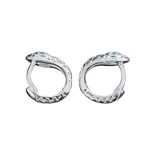 顺钦银楼S925银灵蛇耳钉女蛇形小众设计高级感纯银百搭耳饰送闺蜜