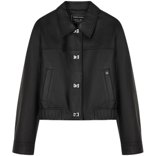 TeenieWeenie小熊女装皮衣2025秋季新款简约气质时髦短款翻领外套