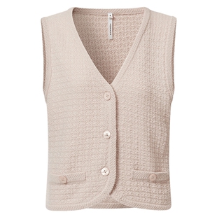 VGRASS维格娜丝春季新款美利奴羊毛羊绒艺术肌理针织马甲V领开衫