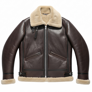 代工日版B3羊皮毛一体皮夹克新品日系复古真皮皮衣保暖