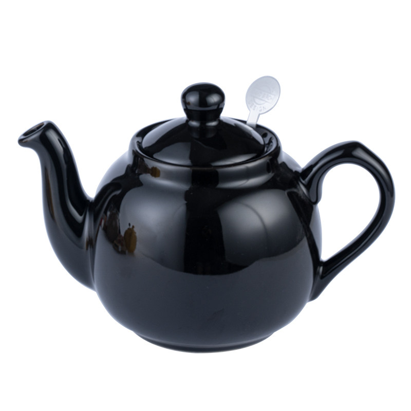 LondonPottery亮黑色带滤网茶壶