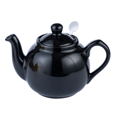 LondonPottery亮黑色带滤网茶壶