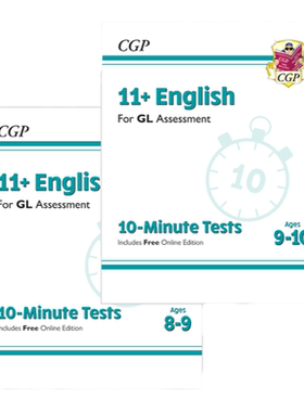 英国CGP原版11+ English GL英语练习测试多组合 10-Min Tests Practice Assessment小升初学习指南趣味练习思维培养7-11岁附在线版