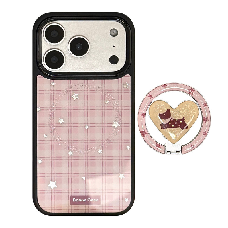 高颜值格纹小狗iPhone磁吸手机壳