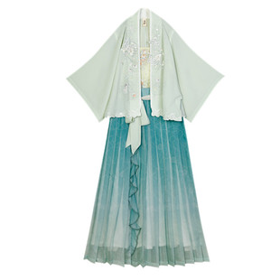 知夏 清水溪 原创日常国风上衣春秋改良汉服女百迭裙薄款渐变裙子