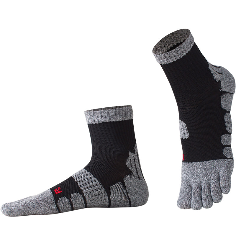 唐城故事新款五指袜男中筒加厚毛巾底运动袜男士秋冬季户外跑步袜