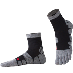 唐城故事新款五指袜男中筒加厚毛巾底运动袜男士秋冬季户外跑步袜