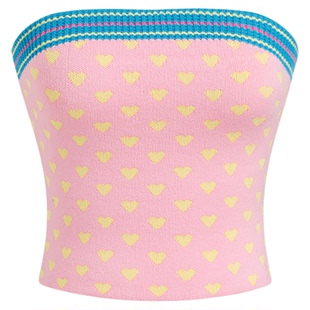 CIDER可爱风 X Polly Pocket-糖果风拼接爱心针织抹胸114662112