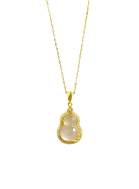 玉髓葫芦叶子边项链女别致新中式