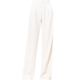 夏莫卡防透白色阔腿裤加长版老钱风裤子女显瘦长裤垂感西装裤371