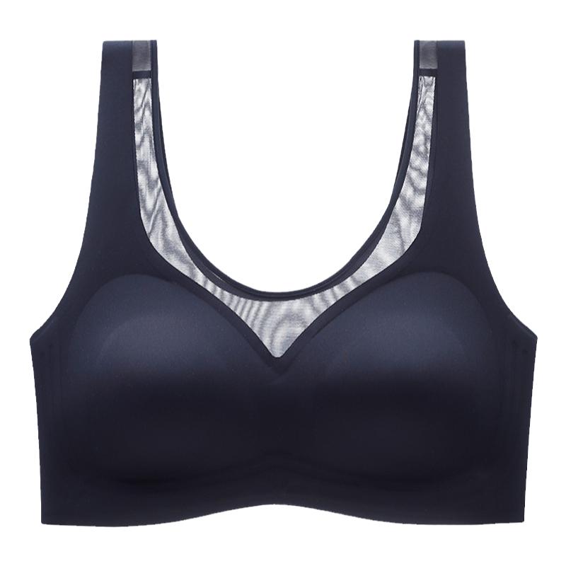 运动文胸美背无痕内衣女小胸聚拢无钢圈收副乳背心式乳胶胸罩薄款