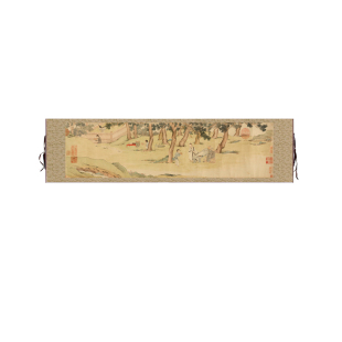 明仇英赵孟頫写经换茶图挂轴卷轴人物画名画真迹复制品玄关挂画