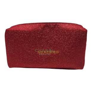 红色山茶花喜庆缎面化妆包 美妆柜台会员礼