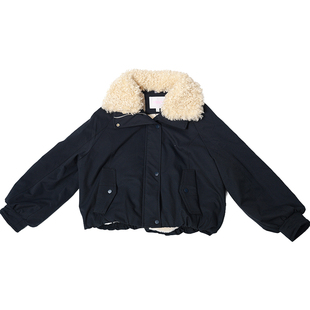 oo&vv潮流显身材外套女2025秋冬新款加厚保暖宽松短款毛领夹克