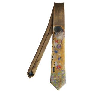 大喜原创油画【吻】古铜色印花领带复古文艺男女The Kiss克里姆特