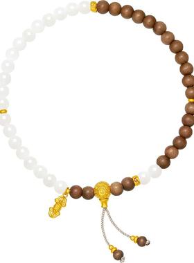 周六福金镶玉九华山福意地藏手串