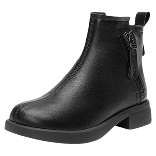 大东加绒保暖短靴女2026新款秋冬厚底百搭时装靴子黑色皮靴马丁靴