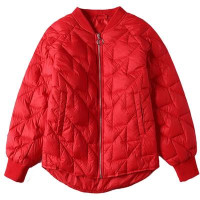 新款时尚小个子红色轻薄羽绒服