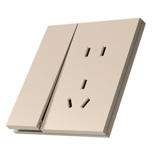 AUX奥克斯开关面板家用电灯单开双开三开一开单控奶油金五孔插座