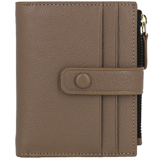 真皮山羊皮搭扣钱包女生拉链硬币包小清新多卡位男卡包卡夹零钱包