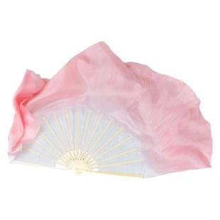 真丝舞扇藕粉色渐变胶州秧歌扇子丝巾真丝古典舞扇双面竹骨跳舞扇