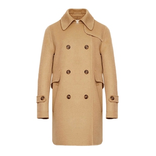 谷邦复古印花双面毛呢外套女2025冬季新款气质显瘦中长羊毛呢大衣