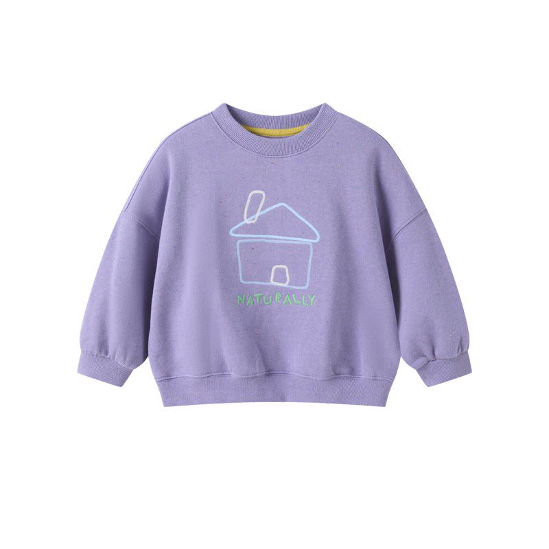 【新品】papa爬爬冬季儿童加绒卫衣男女童彩点加厚百搭保暖上衣