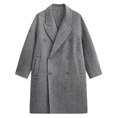 MODE COMMUTER | MC骆驼绒毛呢混纺简约休闲戗驳领长款大衣