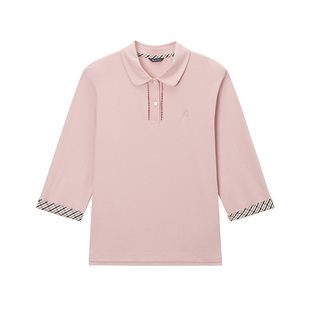 Aquascutum/雅格狮丹2026春夏新品女款七分袖商务休闲纯棉polo衫