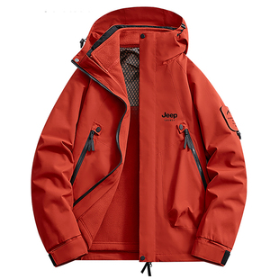 JEEP SPIRIT高颜值户外冲锋衣男女秋冬款连帽外套防风防水三合一