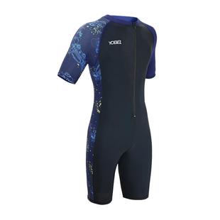 男士短袖连体游泳衣夏季新款中大童训练沙滩防晒温泉青少年胖泳装