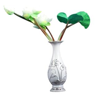 陶瓷供瓶家用观音白浮雕莲花佛前净水瓶供佛花瓶小号礼佛佛具用品