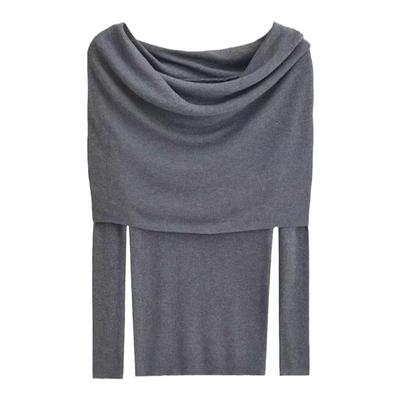 欧货批发法式一字针织衫