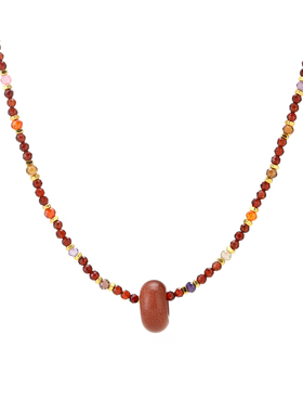 珞石绿松石石榴石转运锁骨链项链