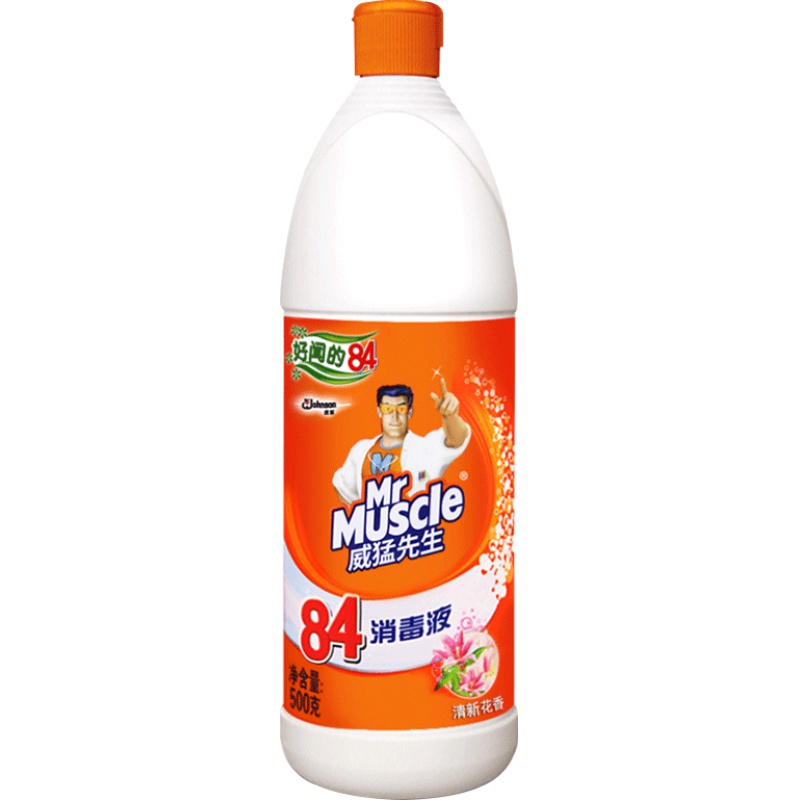 威猛先生84消毒液500g*4瓶八四除菌液漂白剂白色衣物洁厕消毒水