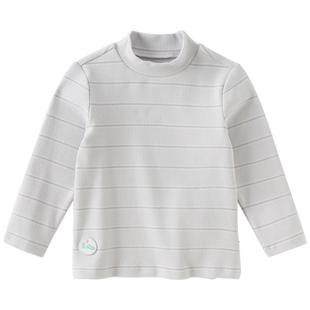 戴维贝拉男童长袖T恤女童条纹打底衫2025新款秋冬儿童半高领上衣