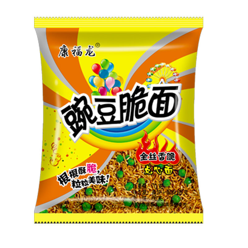 康福龙蟹皇黄龙虾双层干吃面脆面蟹黄火鸡豌豆50袋53克整箱方便面