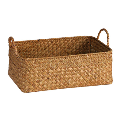 藤草编日式桌面收纳篮零食收纳筐