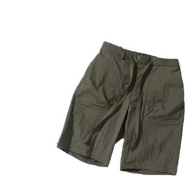 艾比路夏季户外防水轻薄尼龙宽松立裁松紧腰抽绳休闲短裤男