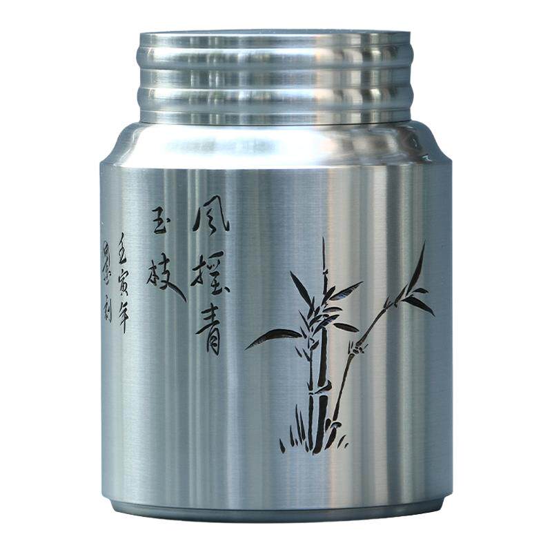 手工999锡器纯锡茶叶罐双盖半斤