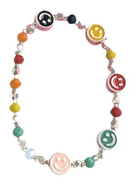 宋雨琦同款夏日多巴胺彩色笑脸串珠手链女轻奢小众手串闺蜜礼物