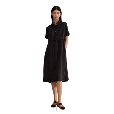 播气质牛仔连衣裙女夏季宽松休闲短袖衬衫裙DDR2LD5757