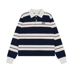 GOODBAI PALOMOVE 春夏新款撞色条纹宽松POLO领针织上衣女